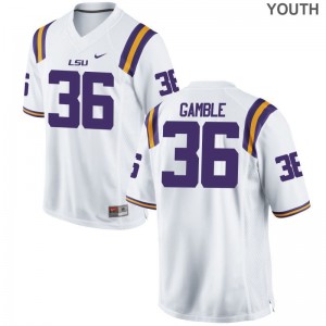Cameron Gamble Youth(Kids) Jerseys S-XL Louisiana State Tigers Game - White