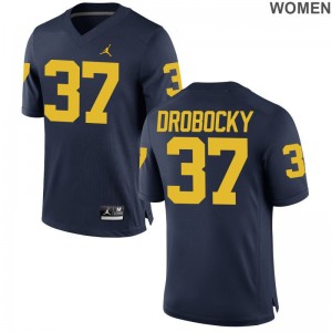Dane Drobocky Wolverines Jerseys For Women Limited Jordan Navy Jerseys