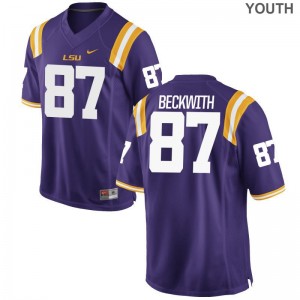Youth(Kids) Limited Tigers Player Jerseys of Justin Beckwith - Purple