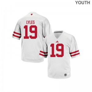 Wisconsin Badgers Authentic White Youth Kare Lyles Player Jerseys