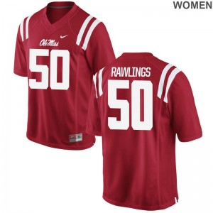 University of Mississippi Game Womens Red Sean Rawlings Jerseys S-2XL