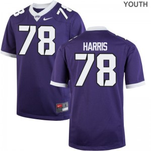 Purple Wes Harris Jerseys S-XL Texas Christian University Youth(Kids) Game