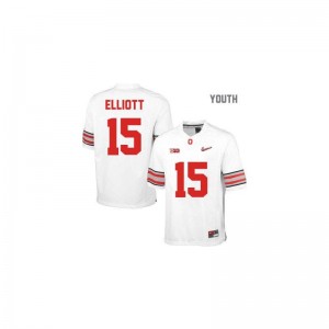 Ezekiel Elliott Ohio State Buckeyes Football Jersey Game Youth(Kids) Jersey - #15 White Diamond Quest Patch