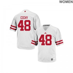 Wisconsin Jack Cichy Authentic Womens White Jersey