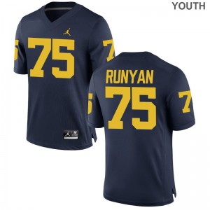 S-XL Michigan Jon Runyan Jerseys Player For Kids Game Jordan Navy Jerseys