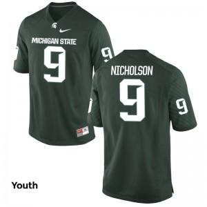 Spartans Montae Nicholson Youth Game Green High School Jersey