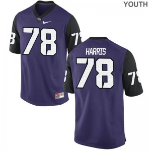 TCU Horned Frogs Wes Harris Game Youth Purple Black College Jerseys